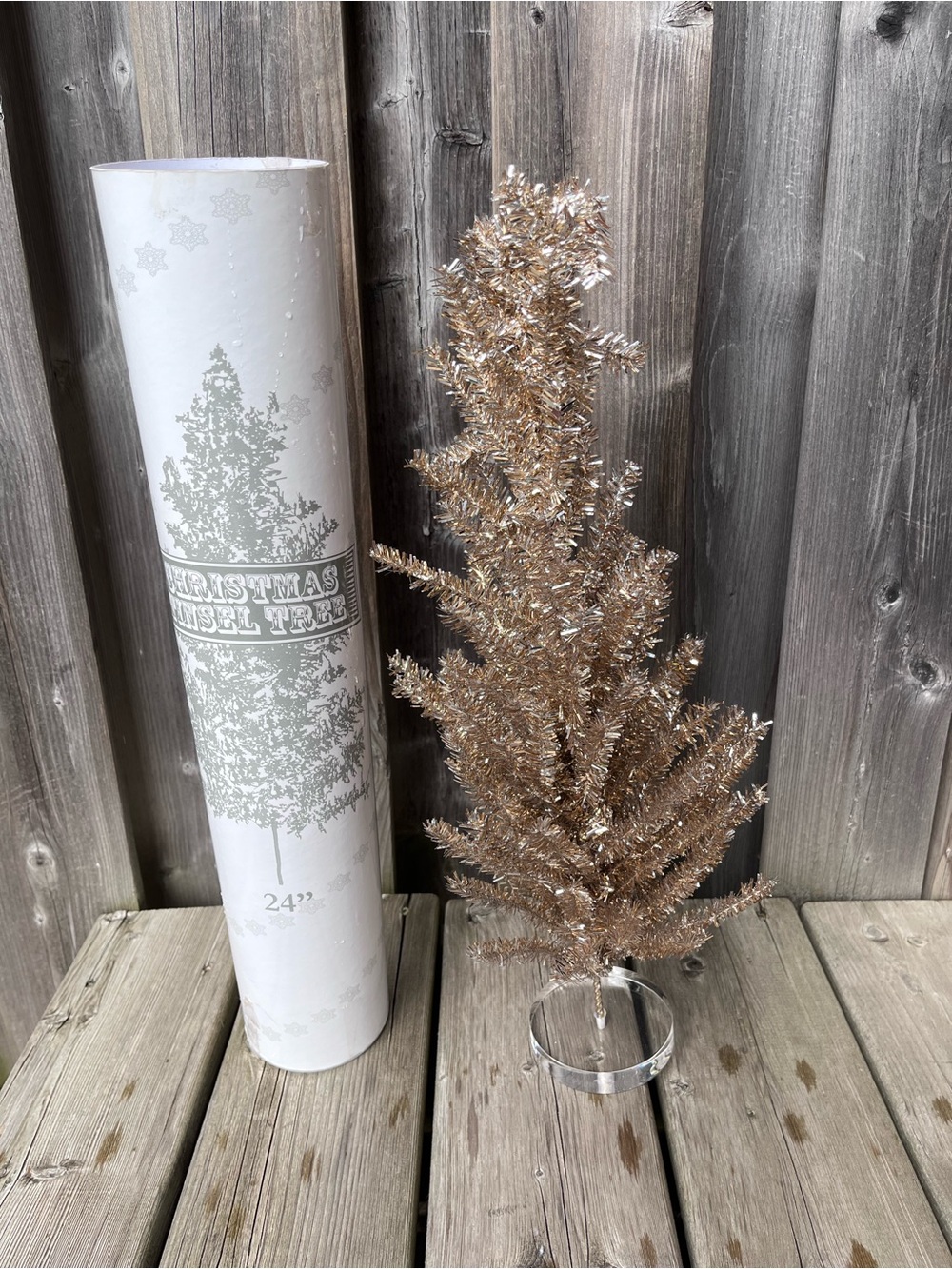 Gold Tinsel Tabletop Christmas Tree 24”